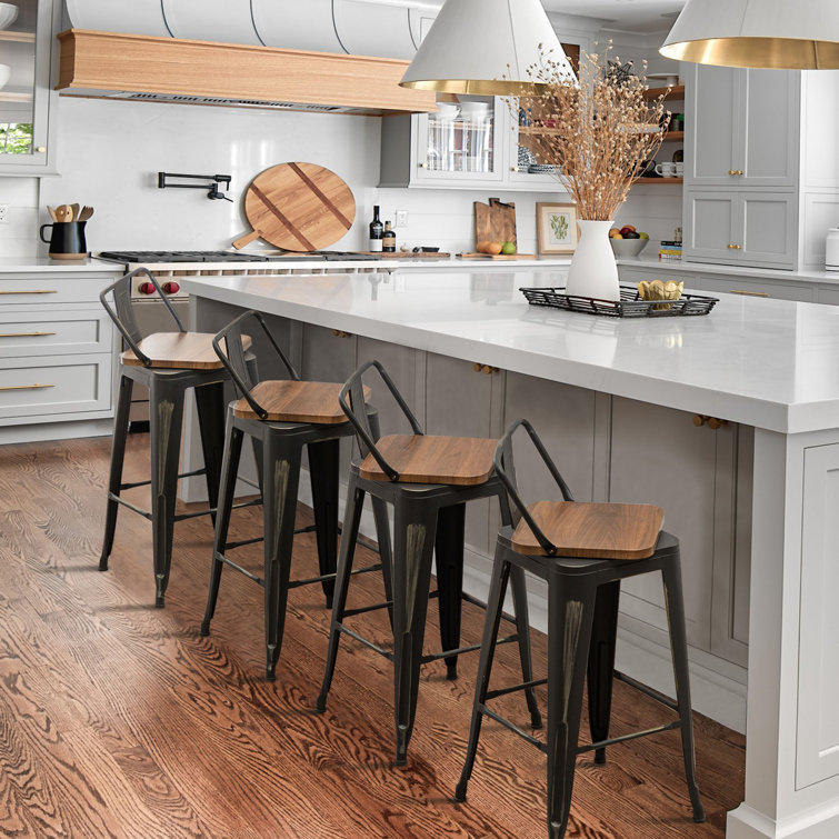 Williston Swivel Distressed Metal Bar & Counter Stool Set Of 4